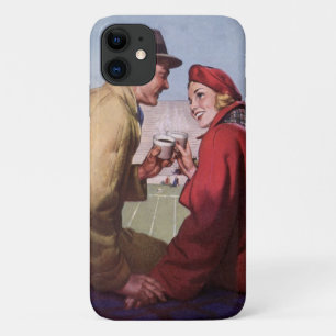 Capa Para iPhone 11 Amor e Romance Vintage, Casal no Jogo de Futebol