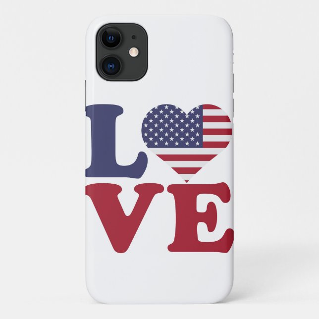 Capa Para iPhone 11 Amor Patriótico de Bandeira Americana (Verso)