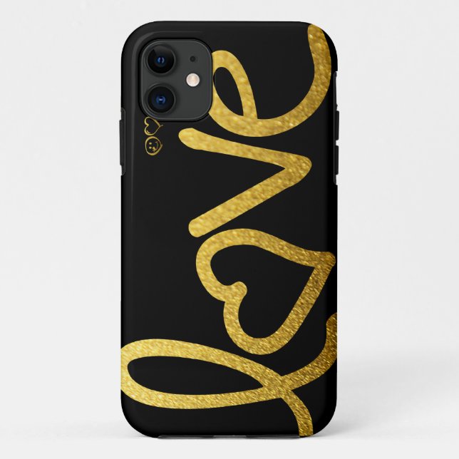Capa Para iPhone 11 Amor preto e Dourado (Verso)