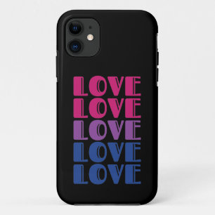 Capa Para iPhone 11 Amor Repetitivo Texto LGBTQ Orgulho Bissexual