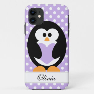 Capa Para iPhone 11 Amor roxo do pinguim