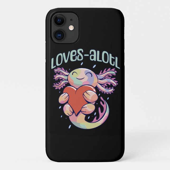Capa Para iPhone 11 Amores Românticos - axolote feliz (Verso)