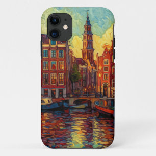 Capa Para iPhone 11 Amsterdã Canal Luminoso Santuário da Arte Holand
