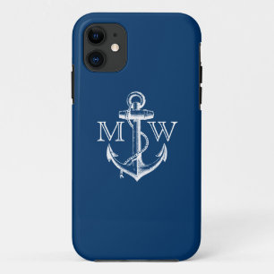 Capa Para iPhone 11 Âncora, Monograma Náutico