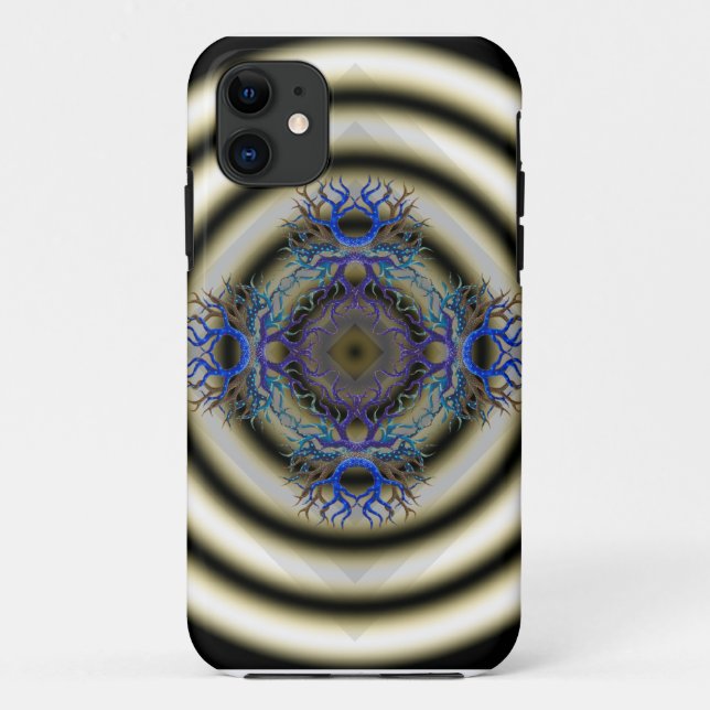Capa Para iPhone 11 Anéis hipnóticos com o vagem de padrões da vida (Verso)