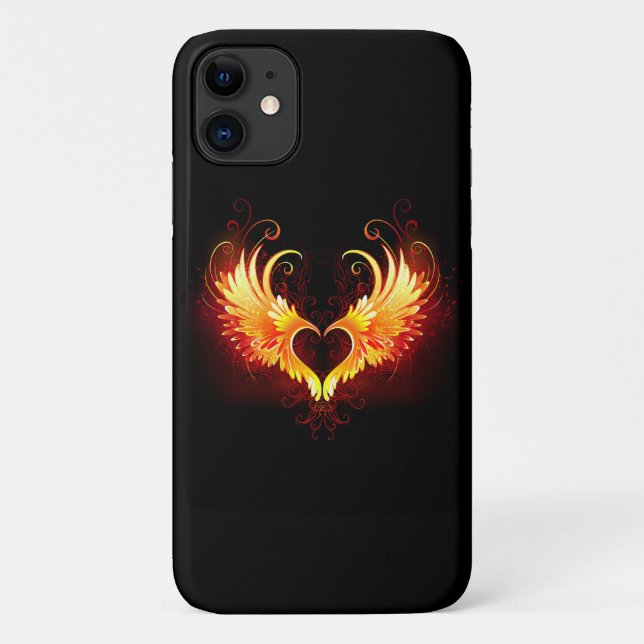 Capa Para iPhone 11 Angel Fire Heart with Wings (Verso)