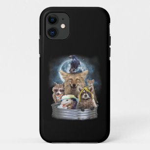 Capa Para iPhone 11 Animais de Lixo Uivando para a Lua Equipe Divertid