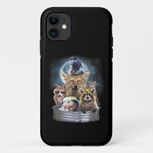 Capa Para iPhone 11 Animais de Lixo Uivando para a Lua Equipe Divertid (Verso)