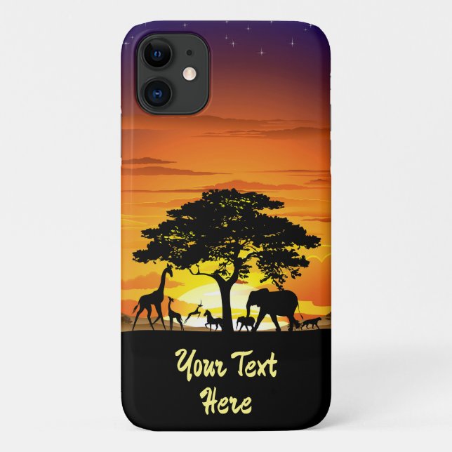 Capa Para iPhone 11 Animais Selvagens no Sunset da savana africana (Verso)