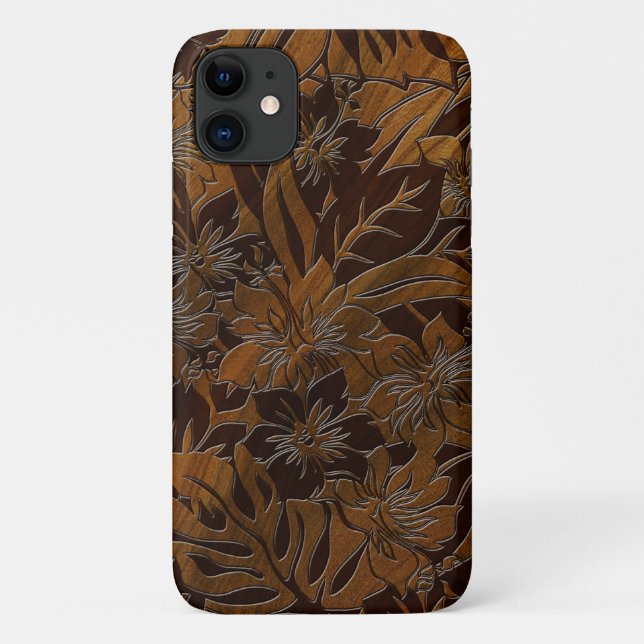 Capa Para iPhone 11 Anini Beach Faux Wood Hawaiian (Verso)