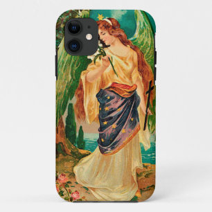 Capa Para iPhone 11 Anjo segurando um galho floral