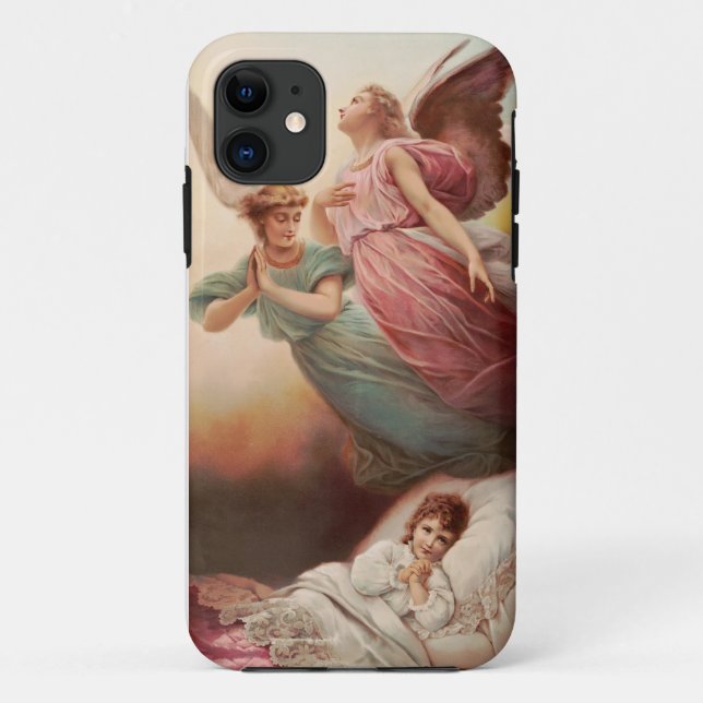 Capa Para iPhone 11 Anjos da guarda com criança (Verso)