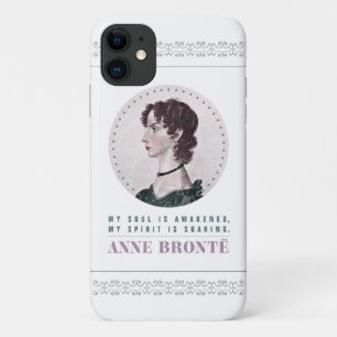 Capa Para iPhone 11 Anne Bronte, Retrato e Citação Minha Alma está