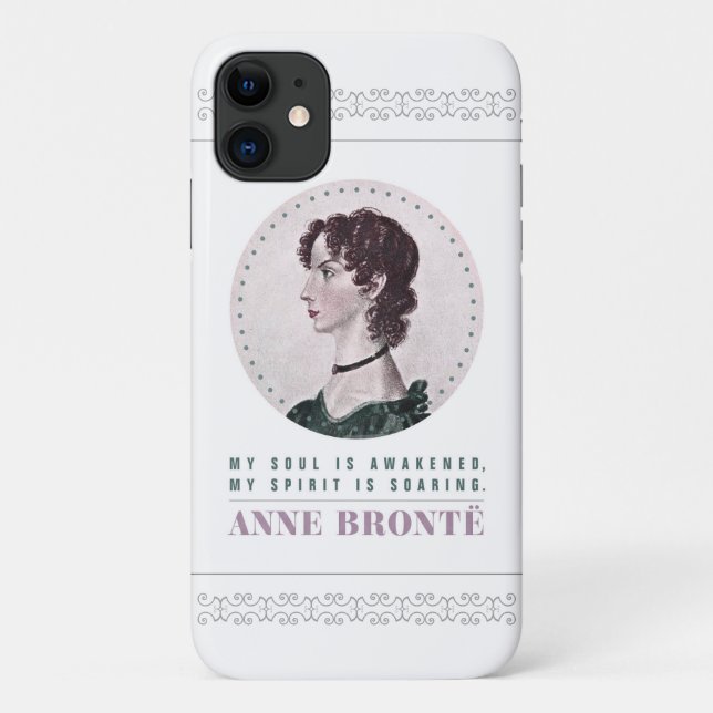 Capa Para iPhone 11 Anne Bronte, Retrato e Citação Minha Alma está des (Verso)