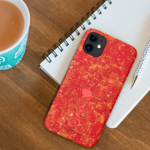 Capa Para iPhone 11 Ano Novo Lunar Chinês Zodíaco Coelho Ouro Vermelho