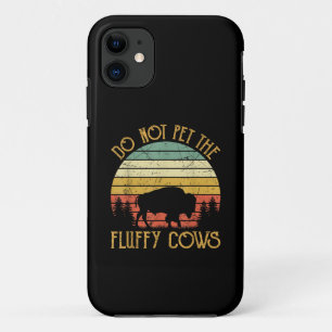 Capa Para iPhone 11 Antigo Não Acaricie as Vacas Fofas Búfalo Retrô