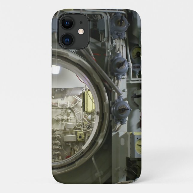 Capa Para iPhone 11 antigo submarino retro (Verso)
