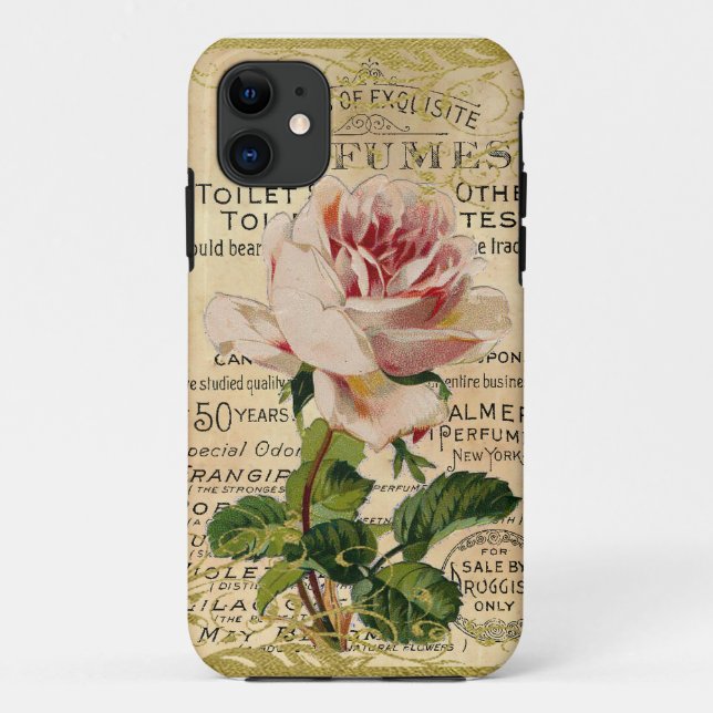 Capa Para iPhone 11 Antigos Rosas franceses (Verso)