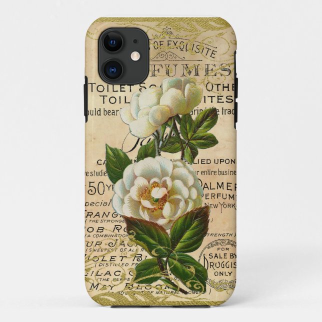 Capa Para iPhone 11 Antigos Rosas franceses (Verso)
