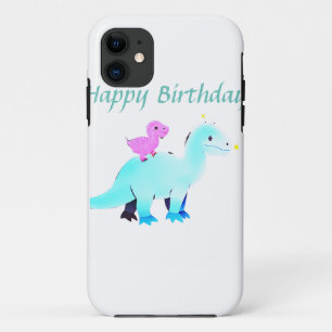Capa Para iPhone 11 anúncio de aniversário de dinossauro com aquarela