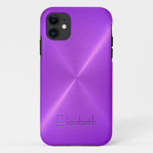 Capa Para iPhone 11 Aparência de aço inoxidável roxa