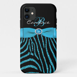 Capa Para iPhone 11 Aqua do monograma, caixa preta do iPhone 5 da