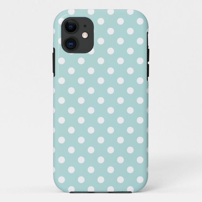 Capa Para iPhone 11 Aqua e teste padrão de bolinhas branco (Verso)