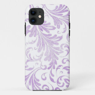 Capa Para iPhone 11 Aquarela Acanthus Deixa Lilac Púrpura Branco