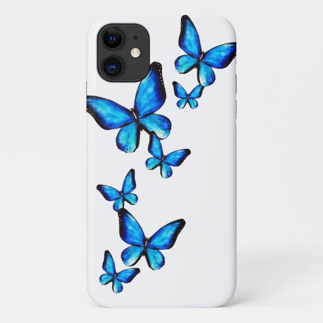 Capa Para iPhone 11 Aquarela de borboleta azul (Verso)
