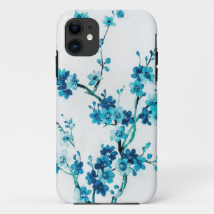 Capa Para iPhone 11 Aquarela Floral de Inverno Azul   Personalizado