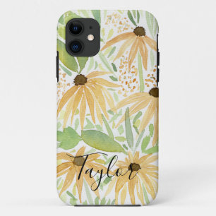 Capa Para iPhone 11 Aquarela Girassóis, Arte Botânica