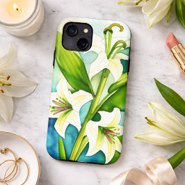 Capa Para iPhone 11 Aquarela Lírios Brancos 