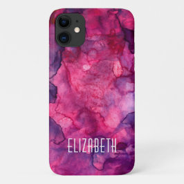Capa Para iPhone 11 Aquarela Rosa Quente