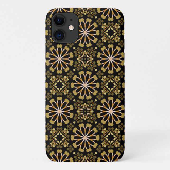 Capa Para iPhone 11 Árabe muçulmano Dourado e preto - padrão geométric (Verso)