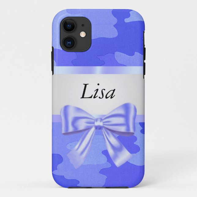 Capa Para iPhone 11 Arco Azul Personalizado da Camuflagem Azul (Verso)
