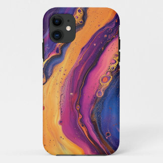 Capa Para iPhone 11 Arco-Íris Fluido Pour Purple & Orange Colorir