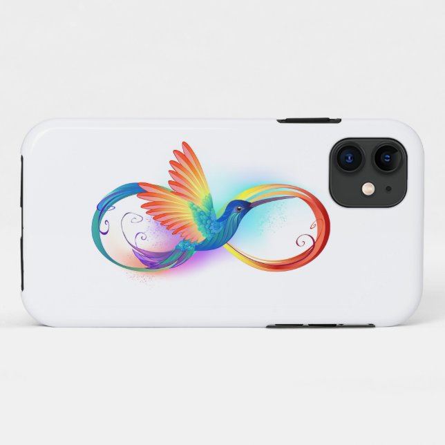 Capa Para iPhone 11 Arco-íris Hummingbird com símbolo Infinito (Verso (horizontal))