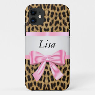 Capa Para iPhone 11 Arco Rosa Padrão Leopardo Personalizado
