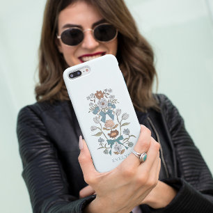 Capa Para iPhone 11 Arcos e Blossomas Azul Floral