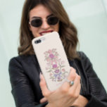 Capa Para iPhone 11 Arcos e Blossomas Rosa Floral<br><div class="desc">Capa de telefone de boho e rústica com ilustração desenhada à mão de arcos e flores em cores rosa e roxo.</div>