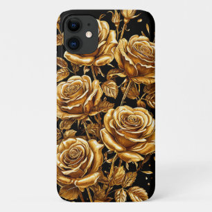 Capa Para iPhone 11 ✨ Arranjo Radiante Rosa Dourada 💛 Luxuoso