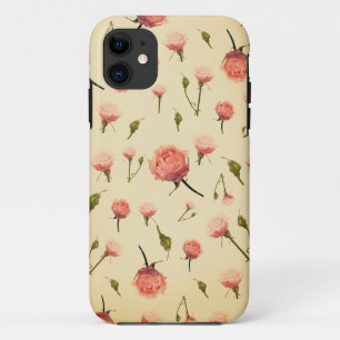Capa Para iPhone 11 Art deco offwhite feminino do 1920 do rosa floral