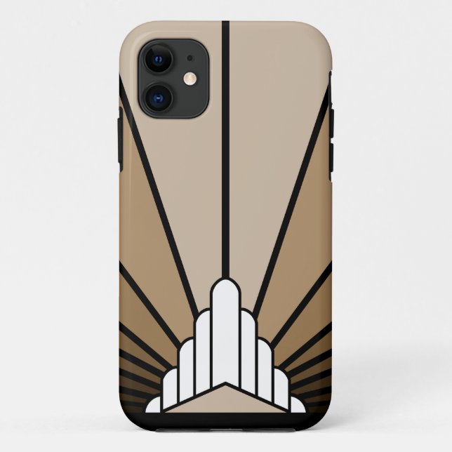 Capa Para iPhone 11 Art deco sun em bronzeado (Verso)