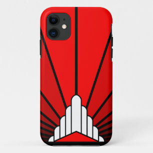 Capa Para iPhone 11 Art deco sun em vermelho