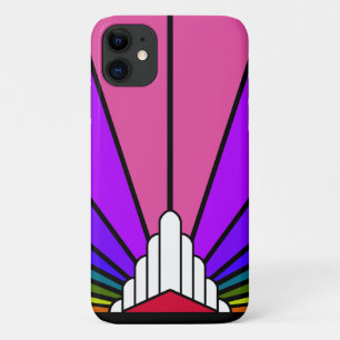 Capa Para iPhone 11 Art deco sun no arco-íris