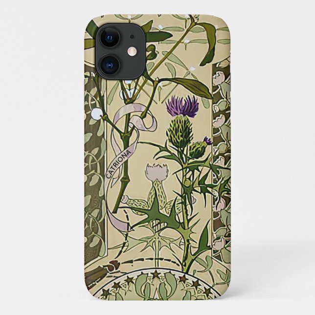 Capa Para iPhone 11 Art Nouveau - Flores Escocesas  (Verso)