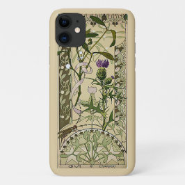 Capa Para iPhone 11 Art Nouveau Scottish Thistle Floral Flowers Case-