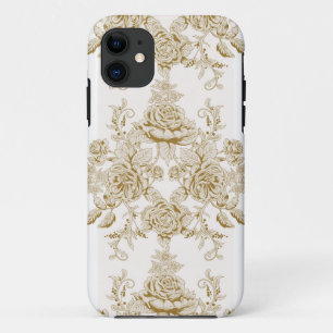 Capa Para iPhone 11 Art nouveau,Toile,floral,pattern,beige,chic,elegan