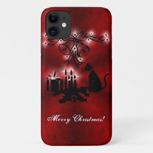 Capa Para iPhone 11 Artdeco de Natal com Gato Negro