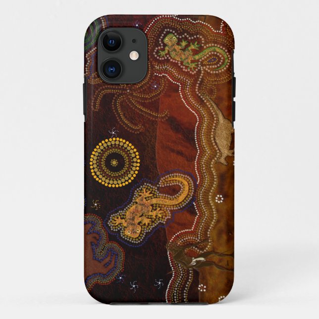 Capa Para iPhone 11 Arte Aboriginal do Deserto do Dreamtime (Verso)